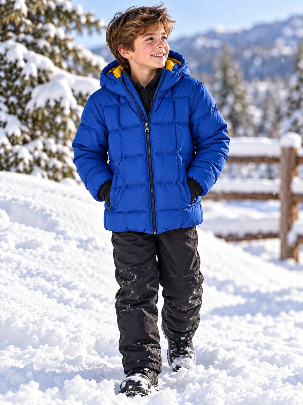 Crewcuts Everyday Boys Size 12 Blue Heavy Puffer Hooded Winter Jacket